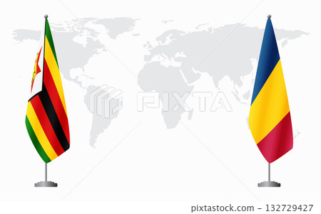 Zimbabwe and Chad flags for official meeting 132729427