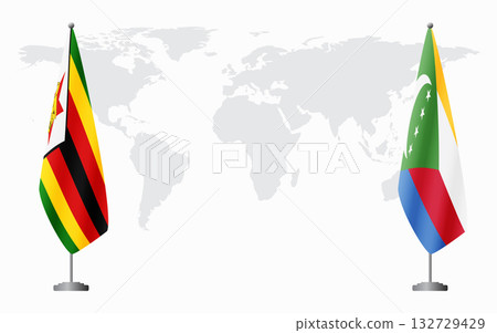Zimbabwe and Comoros flags for official meeting 132729429