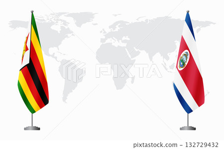 Zimbabwe and Costa Rica flags for official meeting 132729432