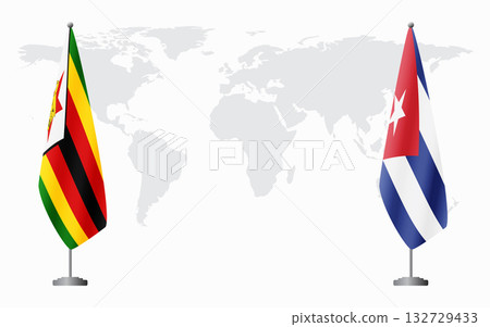 Zimbabwe and Cuba flags for official meeting Zimbabwe and Cuba flags for official meeting 132729433