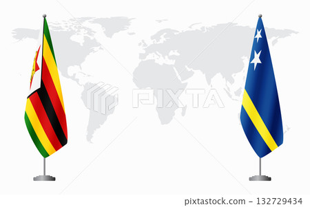 Zimbabwe and Curacao flags for official meeting 132729434