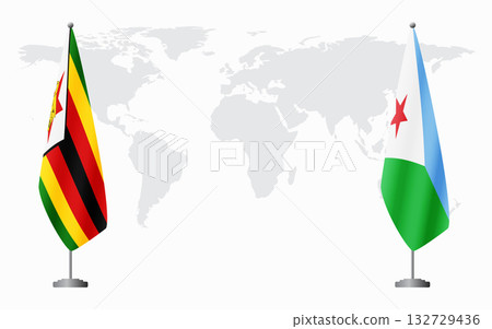 Zimbabwe and Djibouti flags for official meeting 132729436