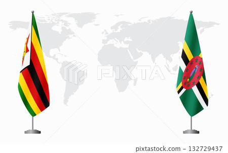 Zimbabwe and Dominica flags for official meeting 132729437