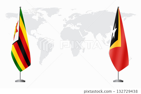 Zimbabwe and Timor-Leste flags for official meeting 132729438