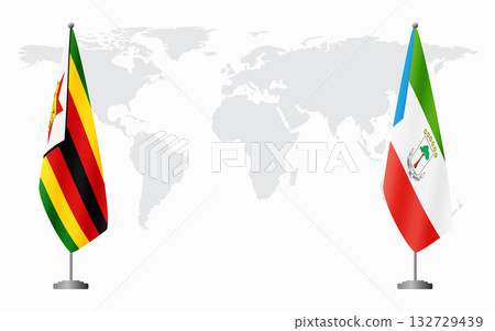 Zimbabwe and Equatorial Guinea flags for official meeting 132729439
