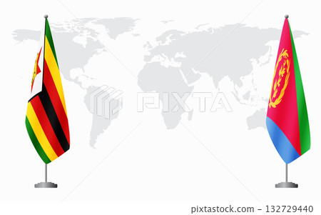 Zimbabwe and Eritrea flags for official meeting Zimbabwe and Eritrea flags for official meeting 132729440