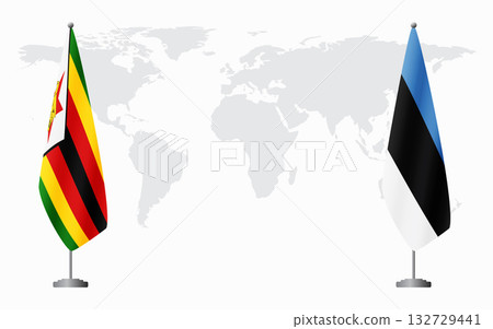 Zimbabwe and Estonia flags for official meeting 132729441