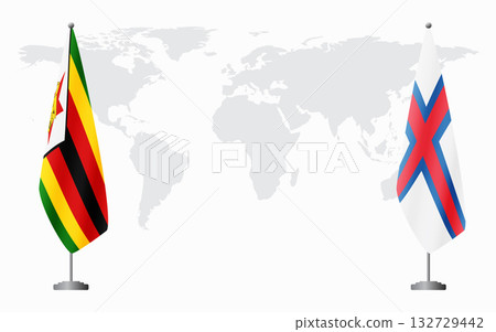 Zimbabwe and Faroe Islands flags for official meeting 132729442