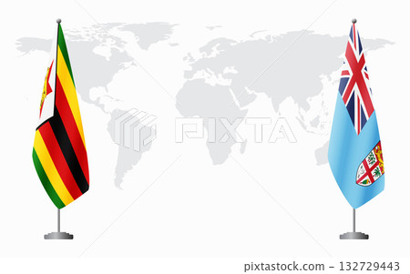 Zimbabwe and Fiji flags for official meeting 132729443
