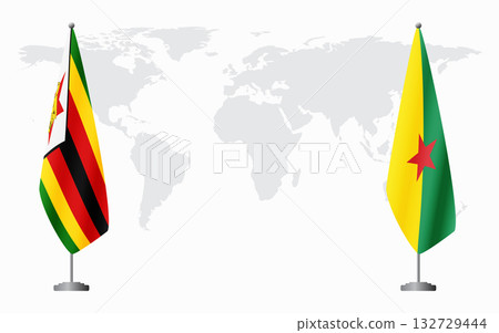 Zimbabwe and French Guiana flags for official meeting 132729444