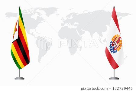 Zimbabwe and French Polynesia flags for official meeting 132729445