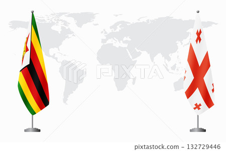 Zimbabwe and Georgia flags for official meeting 132729446