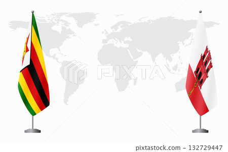 Zimbabwe and Gibraltar flags for official meeting 132729447