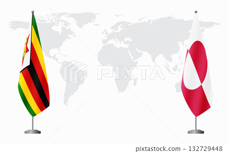 Zimbabwe and Greenland flags for official meeting Zimbabwe and Greenland flags for official meeting 132729448