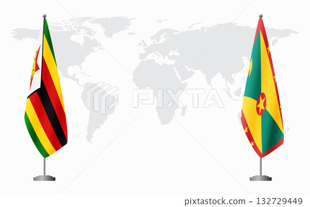 Zimbabwe and Grenada flags for official meeting 132729449