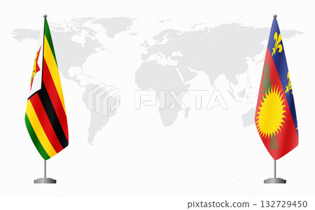 Zimbabwe and Guadeloupe flags for official meeting 132729450