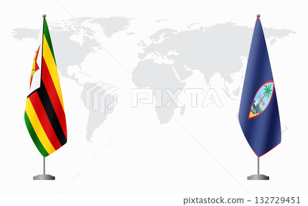Zimbabwe and Guam flags for official meeting 132729451