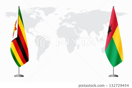 Zimbabwe and Guinea Bissau flags for official meeting 132729454