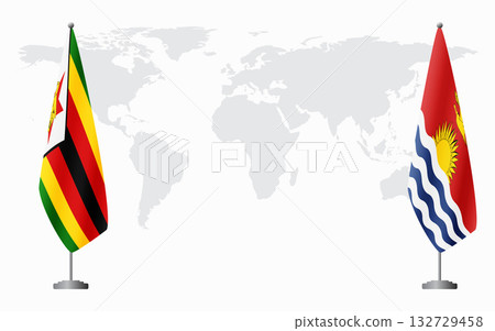 Zimbabwe and Kiribati flags for official meeting 132729458