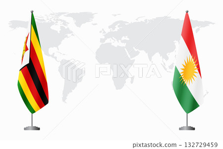 Zimbabwe and Kurdistan flags for official meeting 132729459