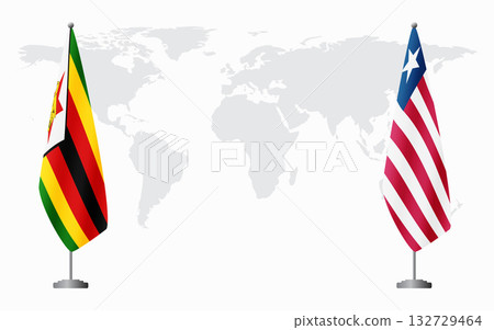 Zimbabwe and Liberia flags for official meeting 132729464