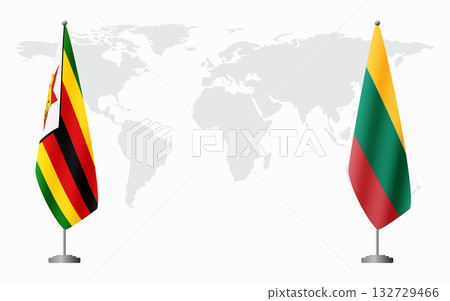 Zimbabwe and Lithuania flags for official meeting 132729466
