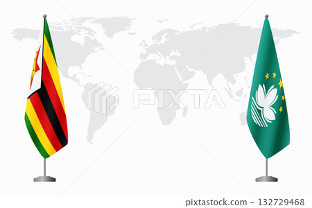 Zimbabwe and Macau flags for official meeting 132729468