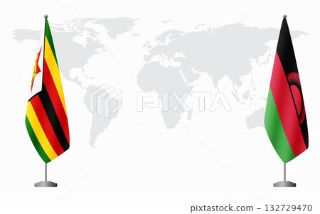 Zimbabwe and Malawi flags for official meeting 132729470