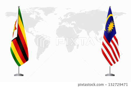 Zimbabwe and Malaysia flags for official meeting 132729471