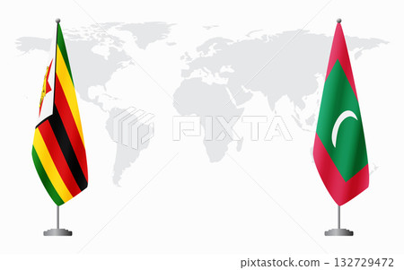 Zimbabwe and Maldives flags for official meeting 132729472