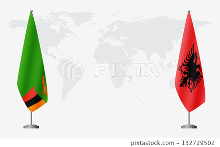 Zambia and Albania flags for official meeting Zambia and Albania flags for official meeting 132729502