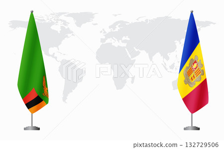 Zambia and Andorra flags for official meeting 132729506