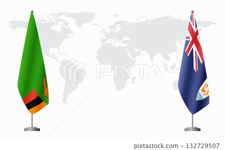 Zambia and Anguilla flags for official meeting Zambia and Anguilla flags for official meeting 132729507