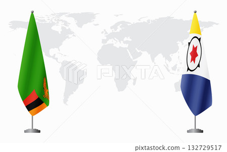 Zambia and Bonaire flags for official meeting 132729517