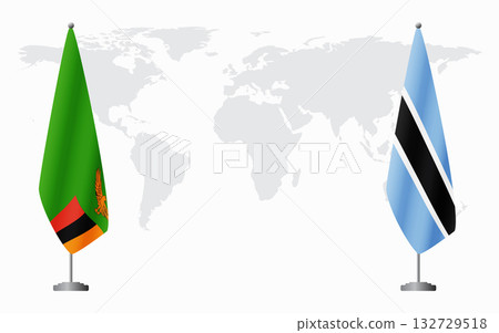 Zambia and Botswana flags for official meeting 132729518