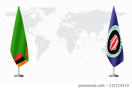 Zambia and Bougainville flags for official meeting 132729519