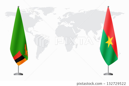 Zambia and Burkina Faso flags for official meeting 132729522