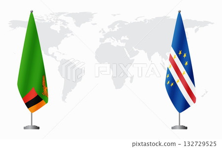 Zambia and Cape Verde flags for official meeting 132729525