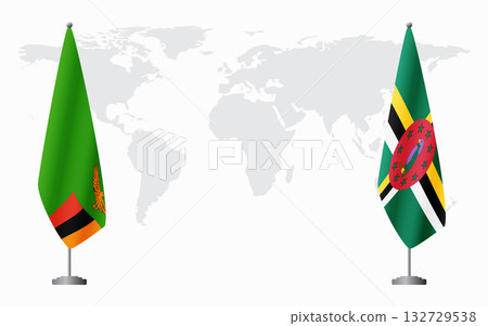 Zambia and Dominica flags for official meeting Zambia and Dominica flags for official meeting 132729538
