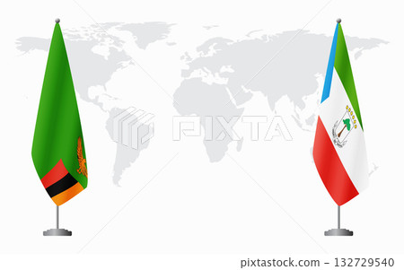 Zambia and Equatorial Guinea flags for official meeting 132729540