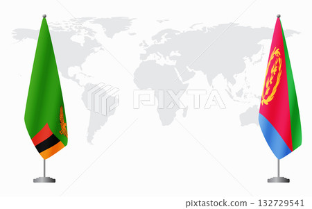 Zambia and Eritrea flags for official meeting Zambia and Eritrea flags for official meeting 132729541