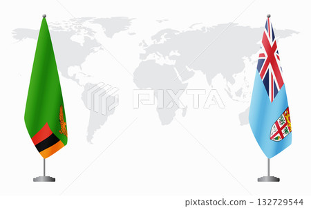 Zambia and Fiji flags for official meeting Zambia and Fiji flags for official meeting 132729544