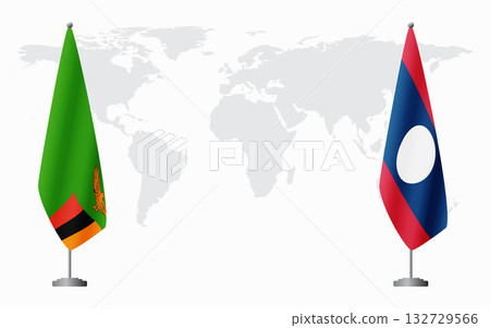 Zambia and Laos flags for official meeting Zambia and Laos flags for official meeting 132729566