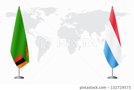 Zambia and Luxembourg flags for official meeting Zambia and Luxembourg flags for official meeting 132729573