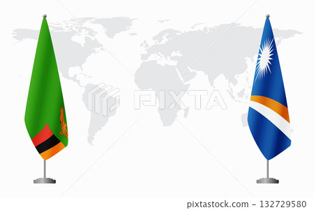 Zambia and Marshall Islands flags for official meeting Zambia and Marshall Islands flags for official meeting 132729580
