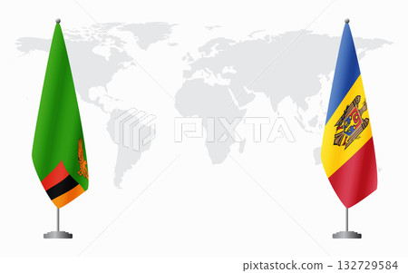 Zambia and Moldova flags for official meeting Zambia and Moldova flags for official meeting 132729584