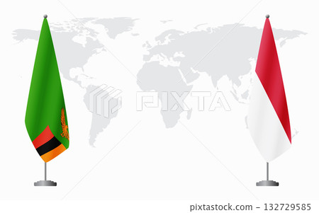 Zambia and Monaco flags for official meeting 132729585
