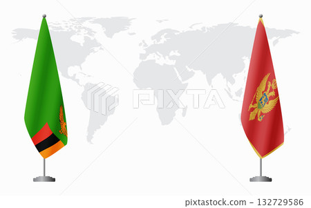 Zambia and Montenegro flags for official meeting 132729586