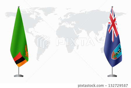 Zambia and Montserrat flags for official meeting 132729587