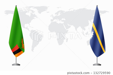 Zambia and Nauru flags for official meeting 132729590